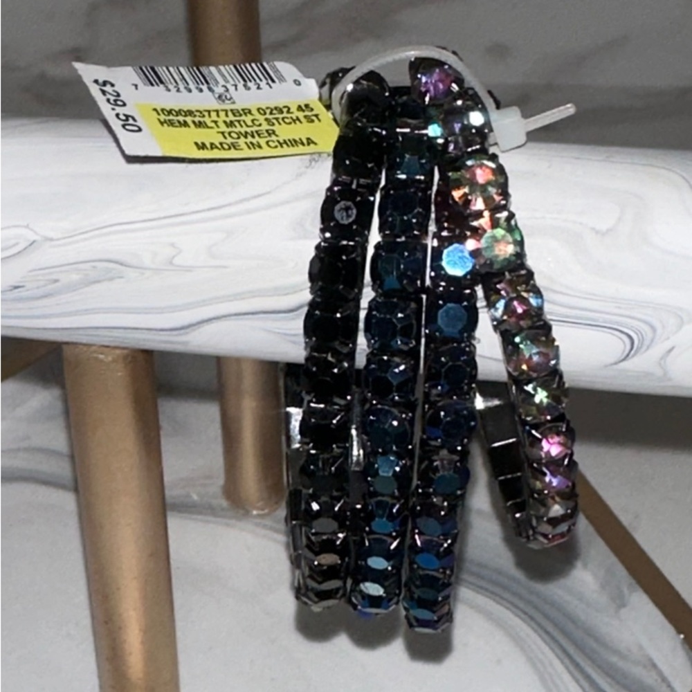 INC Hematite-Tone 4-Pc. Set Crystal Stretch Women's Bracelets, Multi-color
